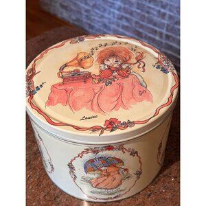 Vintage Louise Themed Tin Little Girl Pastel 7.5” x 5.5”